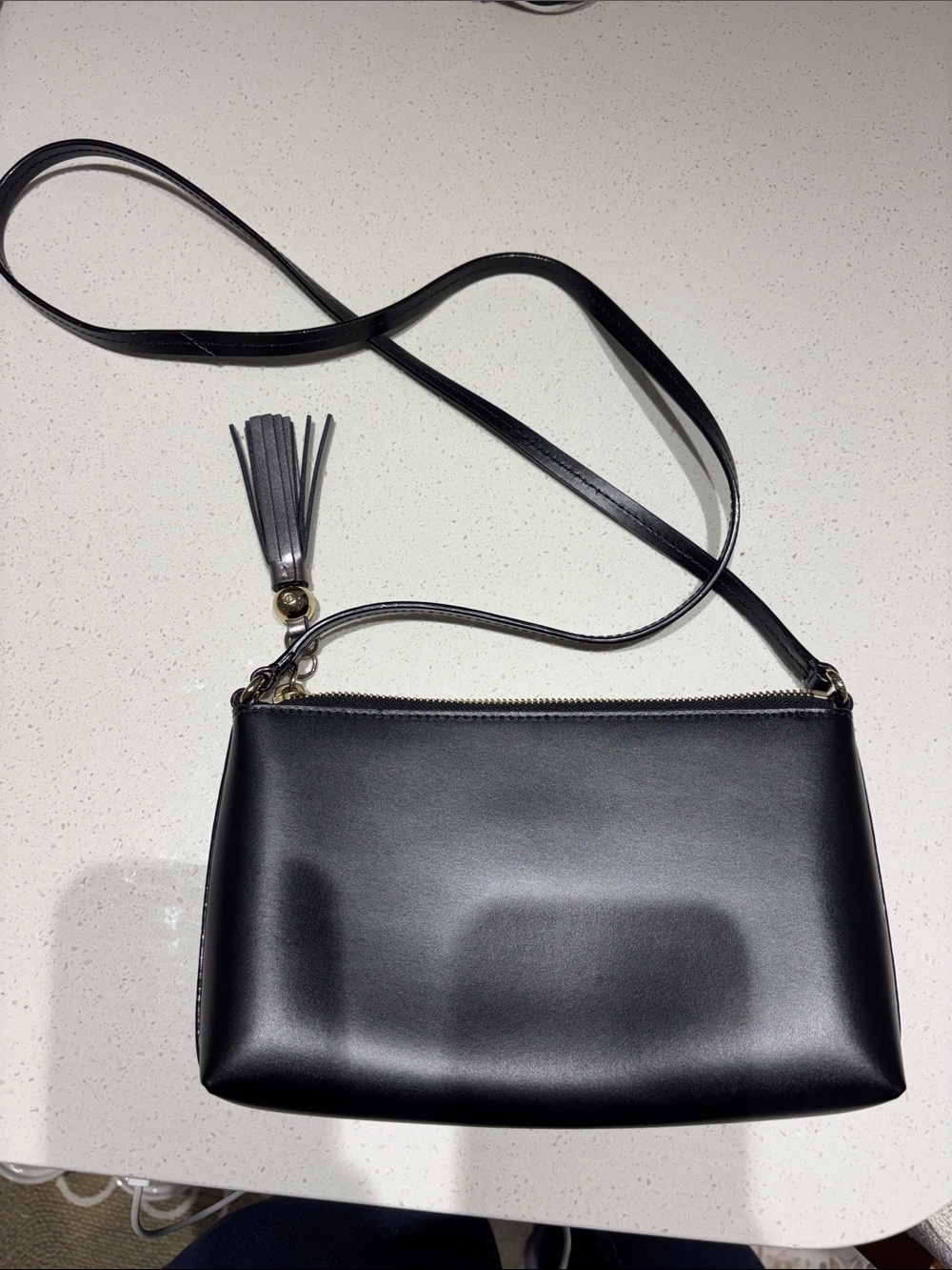 kate spade Black Leather Slim Crossbody with Gold Logo - Picture 3 of 4